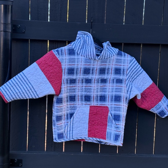 Plaid Red and Blue Kids Hoodie - Picture 6 of 6